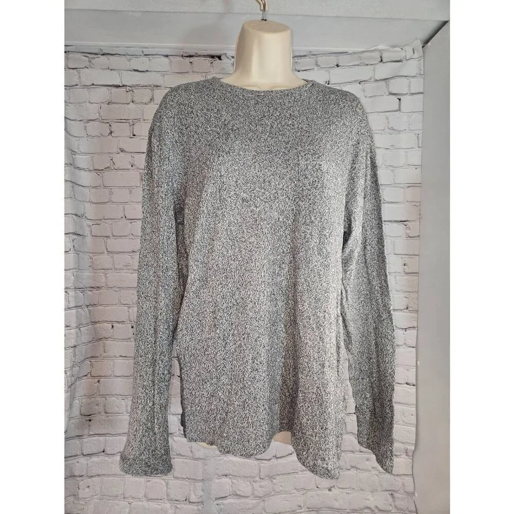 H&M Mens Size Large Grey Chambray Lightweight Pullover Sweater